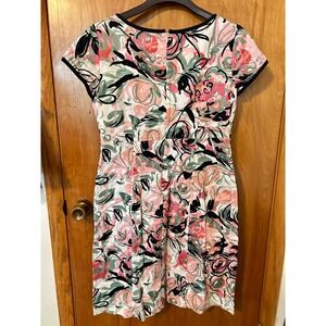 Madison Leigh Floral Sheath Dress 12 Pink Green Black Abstract Print
